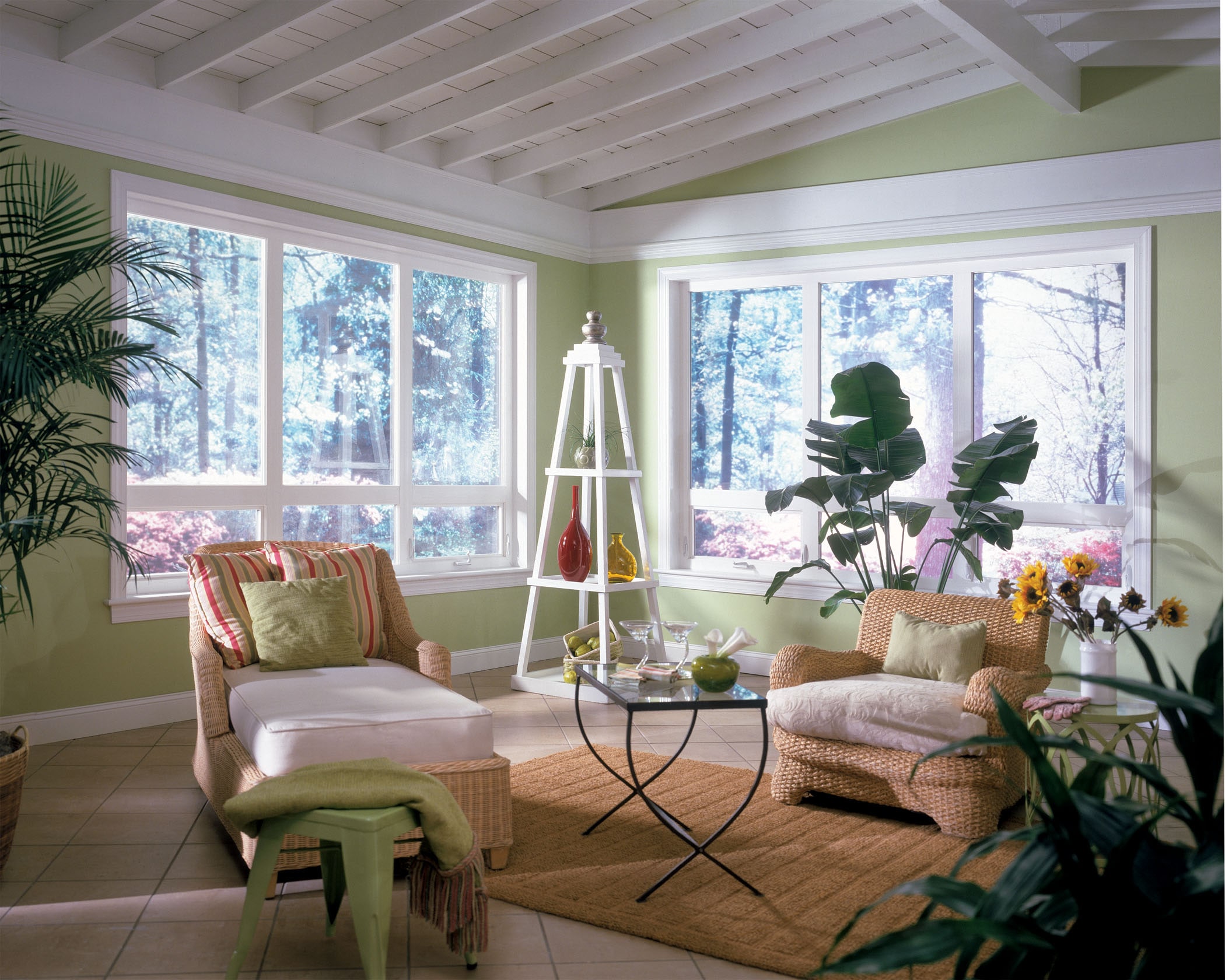 Awning windows brightens living room.