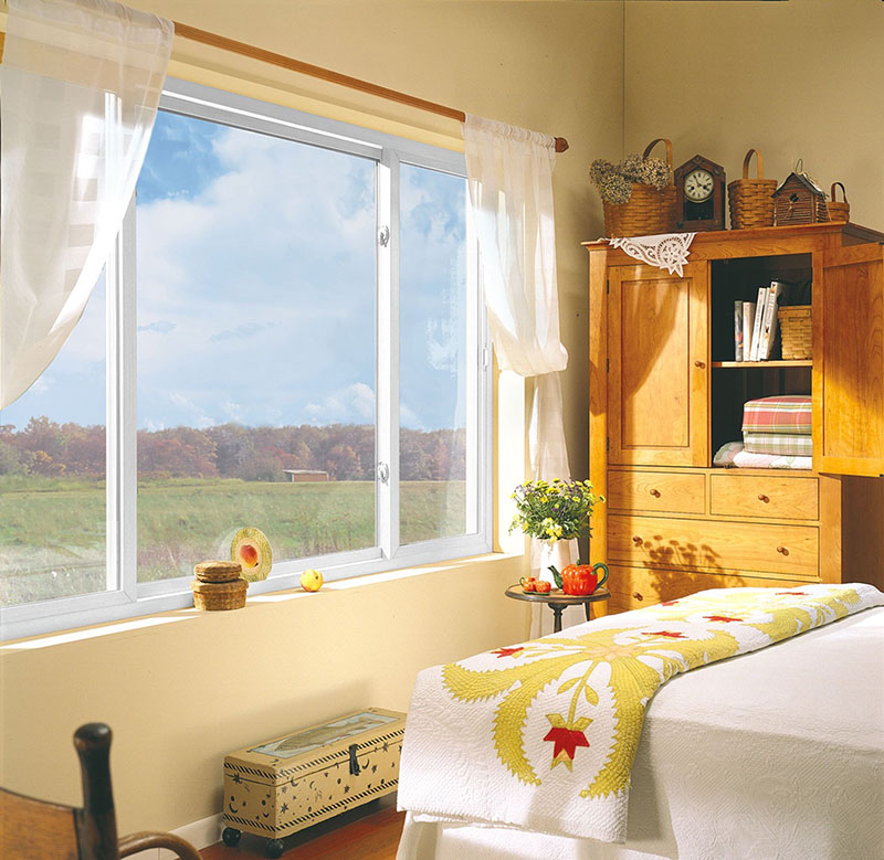 room with sliding window